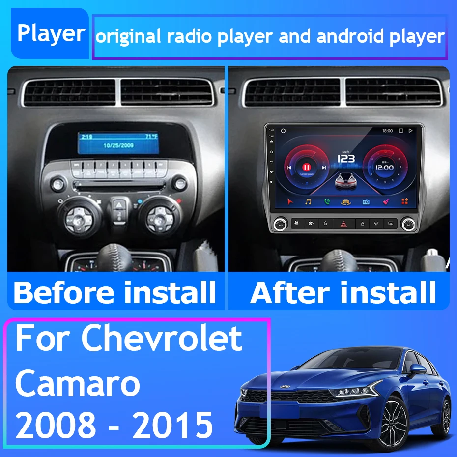 For Chevrolet Camaro 6 2008-2015 Car Radio Carplay Navigation GPS Stereo Android Auto Screen Bluetooth Multimedia Player 5G Wifi