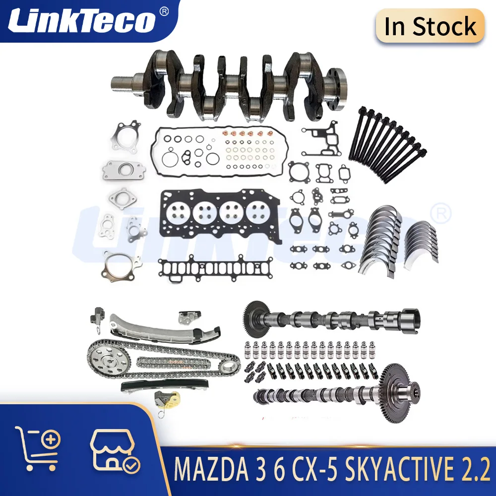 Engine Parts Rebuild Overhaul Gasket Crankshaft Camshaft Timing Chain Fit 2.2 L L4 DIESEL SHY1 For MAZDA 3 6 CX-5 SKYACTIVE 2.2L