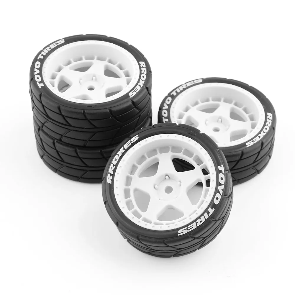 1/10 RC Rally Car Tires And Hard Plastic Wheels 12mm Hex Rubber Drift Tyres For 1:10 Scale On Road Racing Car Tamiya XV01 XV02 - view 5