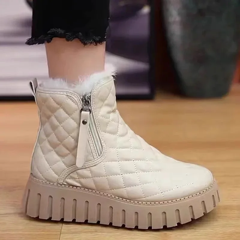 Women's Winter Snow Boots 2026 New Style Plush Lined Thick Bread Shoe Thick Sole Fashionable Warm Cotton Boot