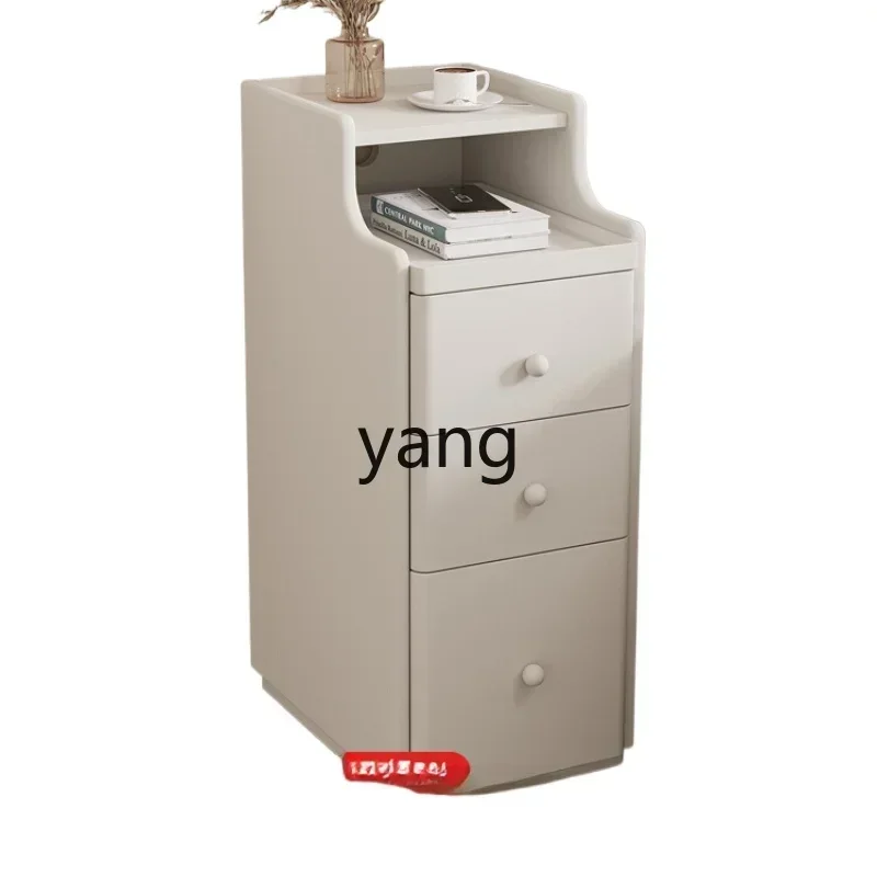 yjq  high ultra-narrow crevice small bedside table household bedroom extremely narrow with lock wireless charging bedside table