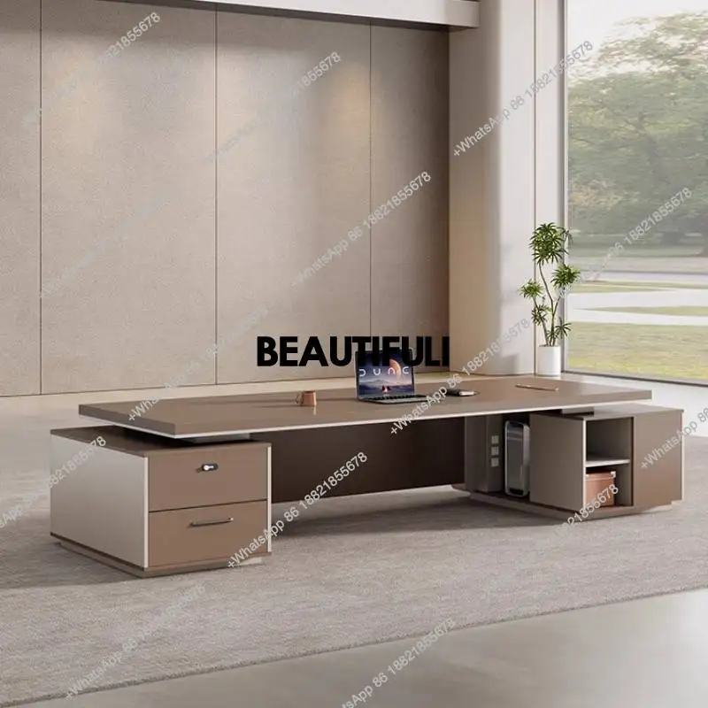 Big Designer Executive Office Desk Strong Brown Large Modern Computer Desks Standing Drawers Mesas De Escritorio Furniture