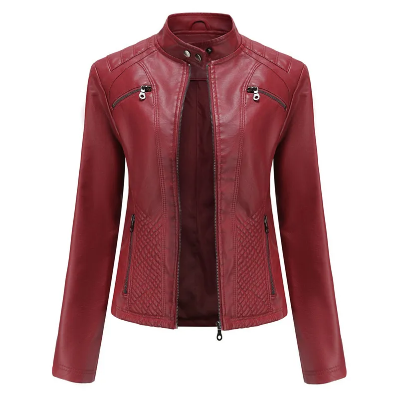 UHYTGF Fake Leather Jacket Female 2023 News Spring Autumn Coats Woman High-End Pu Leather Jackets For Women Free Shipping 2749