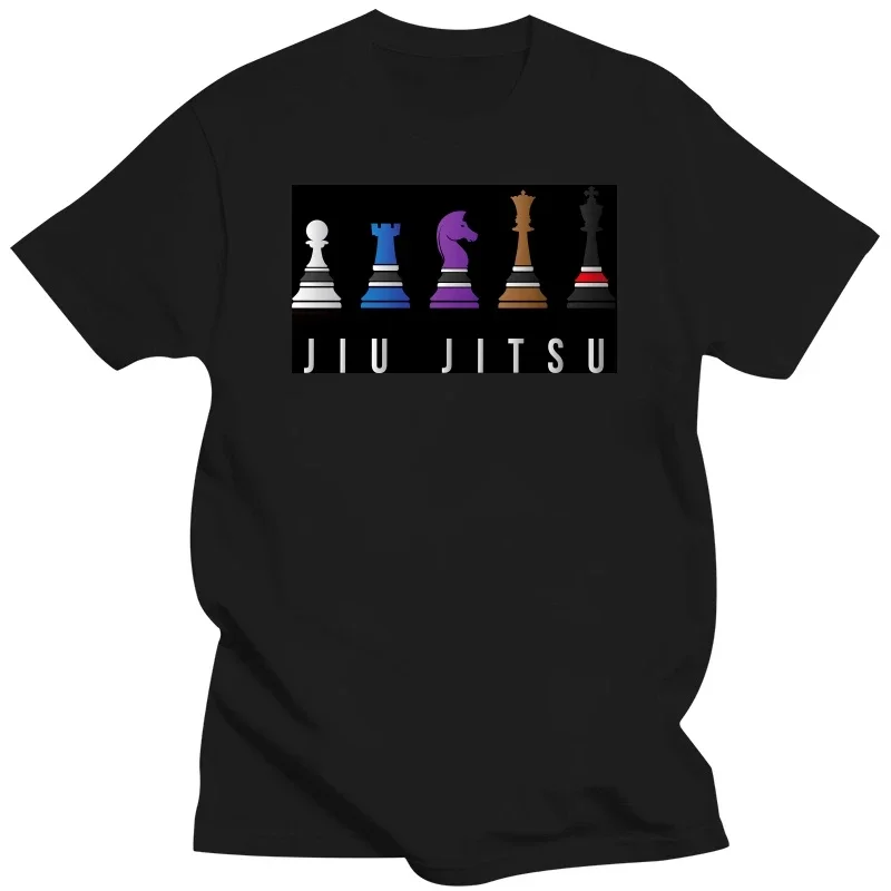 Custom Printed 100% Cotton T-shirts women tees top 2024 New Men tshirt Jiu Jitsu BJJ Chess with Text Light Men's Organic T Shirt