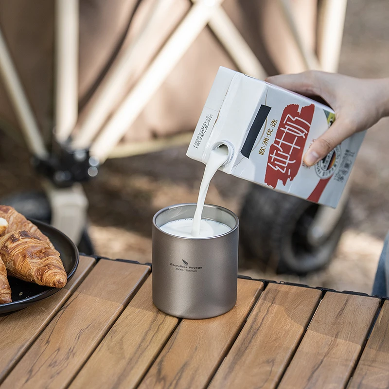 Boundless Voyage Titanium doppelwandiger Becher, ultraleicht, stapelbar, Tee-Trinkgeschirr, tragbar, für Outdoor-Camping, täglich verwendet – Detail 7
