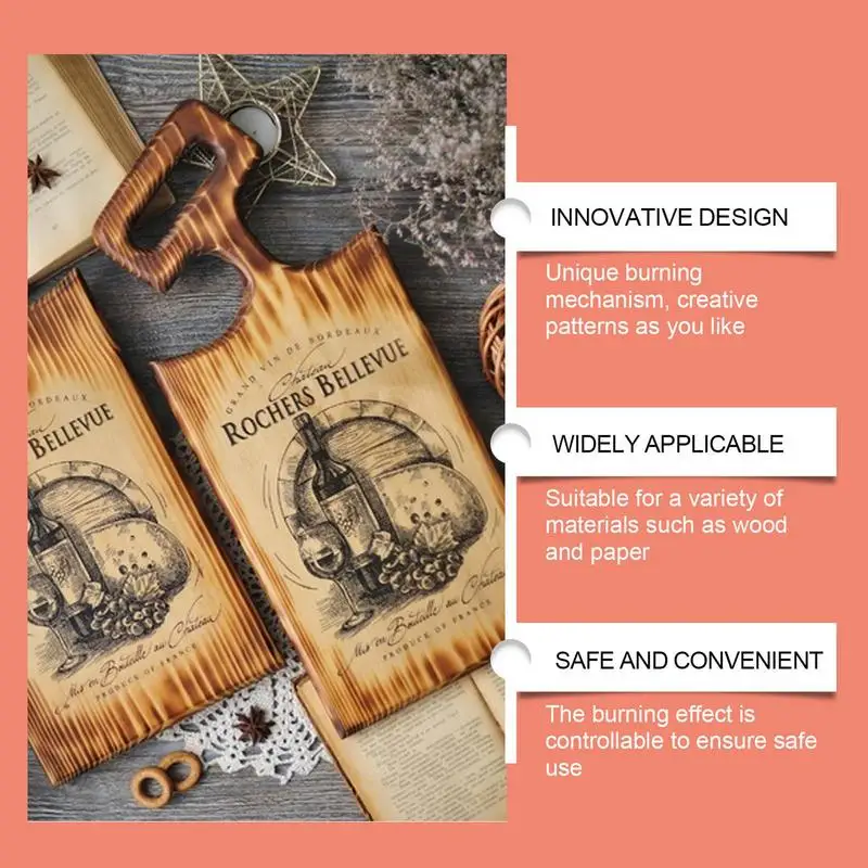 Multifuncional portátil Wood Burning Marker, Caneta Pyrography, Scorch, Arte, Artistas, Iniciantes, 3 pcs