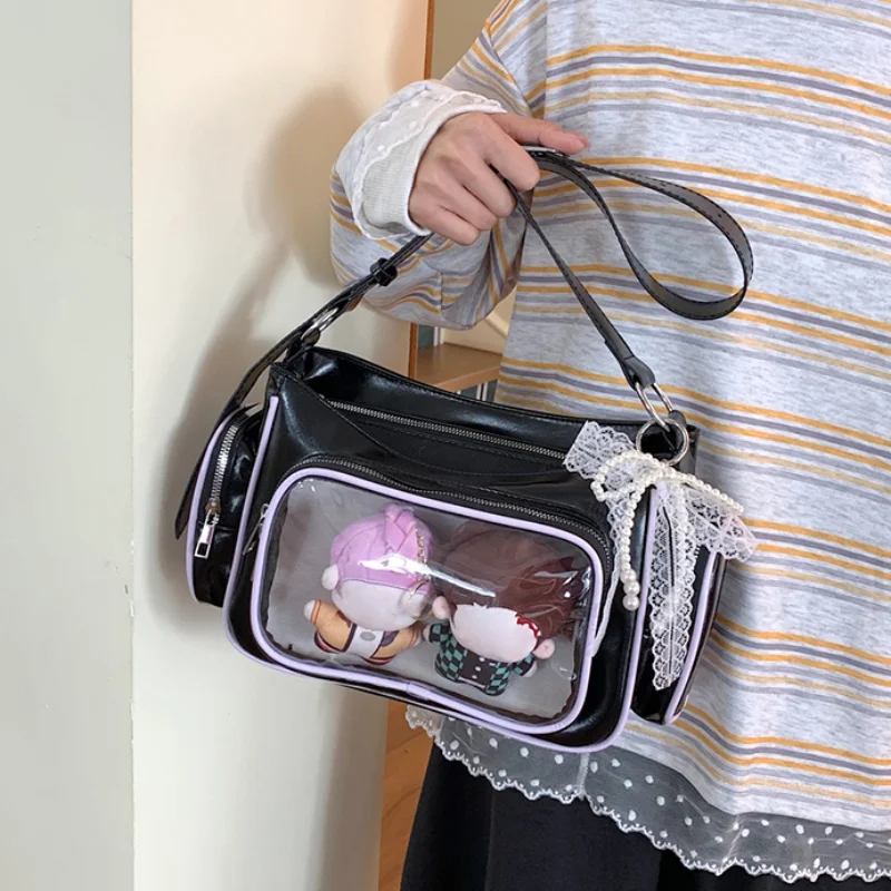 

Женская прозрачная сумка-ита большой вместимости, через плечо, в милом аниме-стиле, с прозрачным окном, модная сумка-портфель для демонстрации содержимого