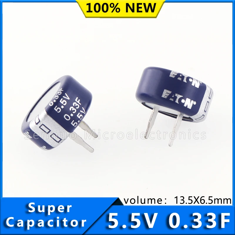 1Pcs New C Type KR-5R5C334-R 5.5V 0.33F   330 mF (EDLC) Supercapacitor 5.5 V Radial, Can 50Ohm @ 1kHz 1000 Hrs @ 70°C