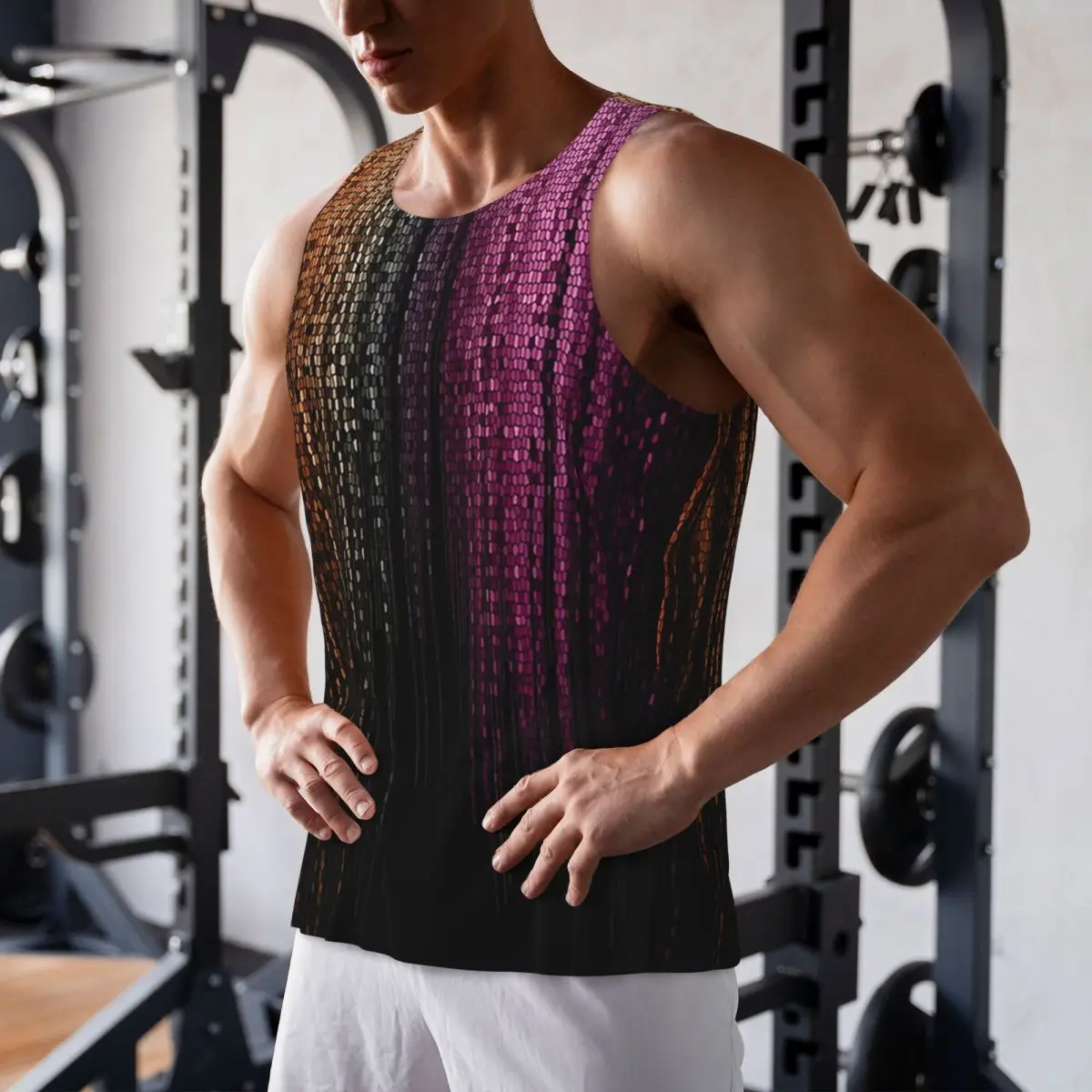 

Quick Dry Faux Glitter Rainbow Pride Flag LGBT Gay Lesbian Gym Tank Muscle Sleeveless Shirt Bodybuilding Breathable Vest