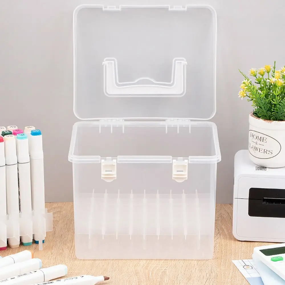 Tragbarer Kunststoff-Marker-Organizer, transparenter Schreibtisch-Stifthalter mit mehreren Fächern, tragbare, wasserdichte Aufbewahrungsbox für Marker, für Studenten