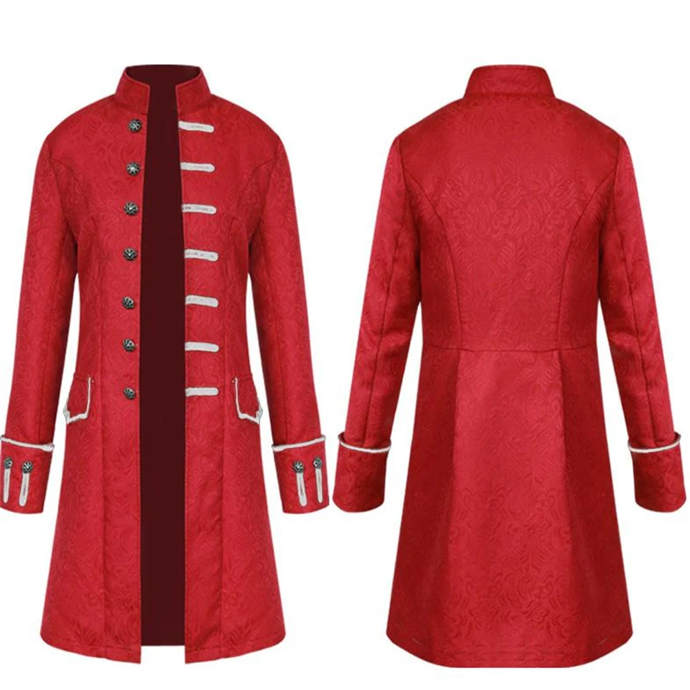 Men Victoria Edwardian Steampunk Trench Coat Frock Outwear Vintage Prince Overcoat Medieval Renaissance Jacket Cosplay Costume