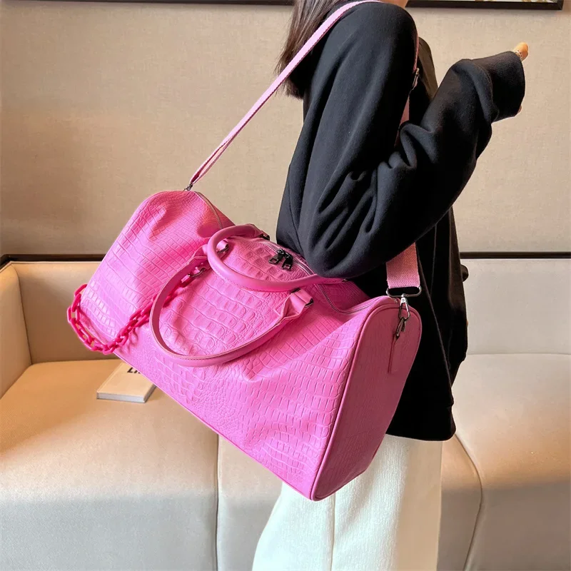 

Crocodile Patterned Large Capacity Leisure Travel Bag, Handbag, Outdoor Fitness Bag Fashionable Trend One Shoulder Crossbody Bag