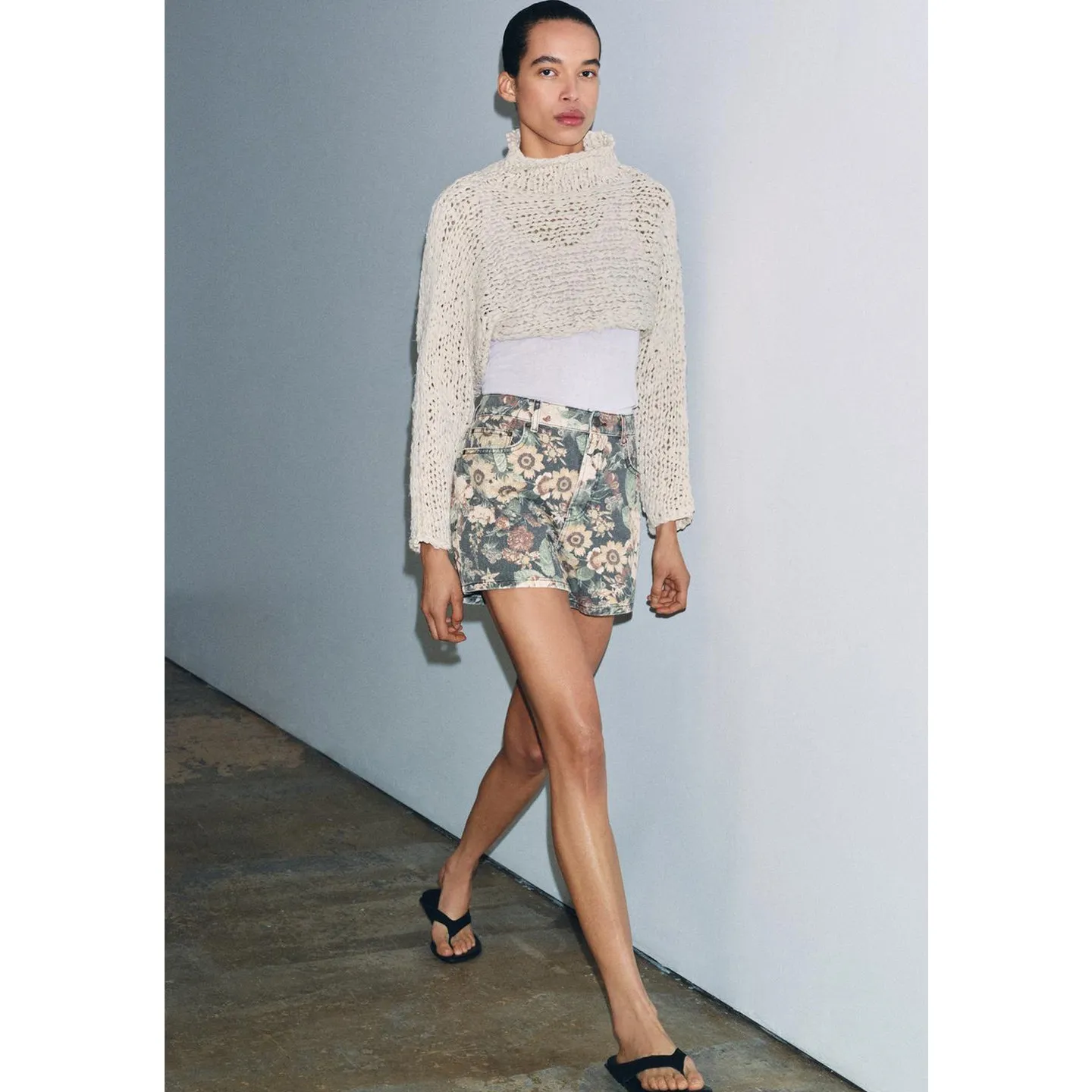 Summer New Casual Floral Print Button Zipper mid Waist Commuter Style Shorts Women's Straight Leg Polyester Fiber Pants