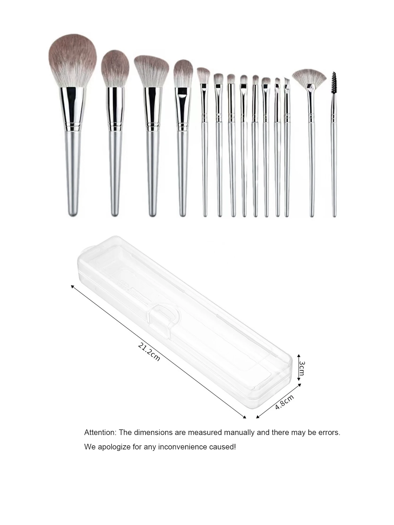1 Juego de 14 brochas de maquillaje, polvo reparador de ojos para principiantes, sombra correctora de alto brillo, juego completo de brochas de pelo suave, llevar una caja