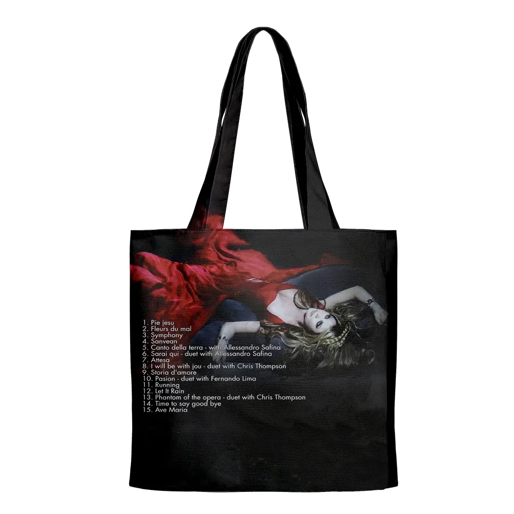 

Сара Brightman Merch сумочки тканевая Холщовая Сумка-тоут с принтом сумки многоразового использования для покупок плечевые сумки для покупок Повседневная упаковка
