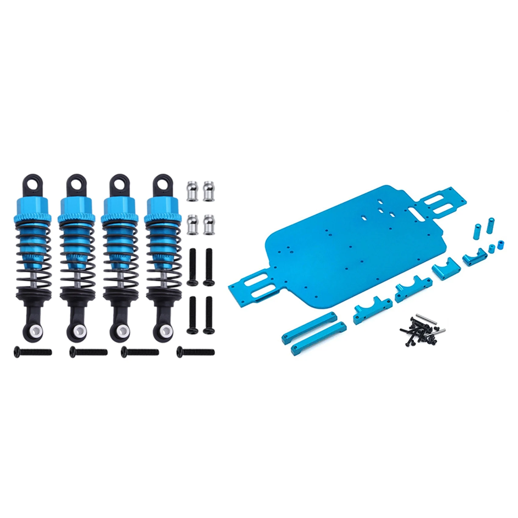 B05C-2 Juego de piezas de coche RC: 1 Juego de amortiguador de aluminio y 1 Juego de placa inferior de Metal con accesorios