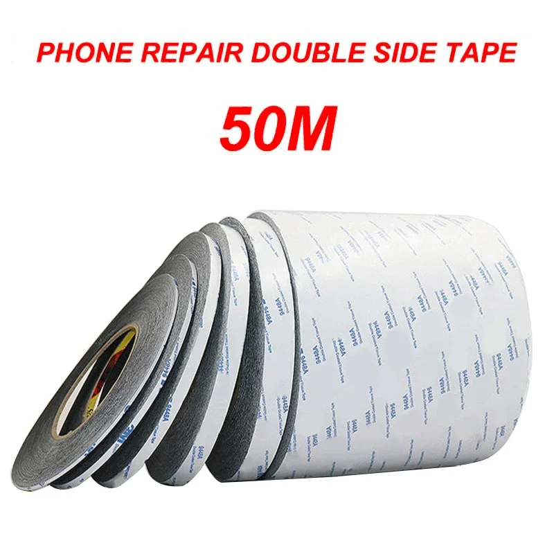 1mm/2mm/3mm/5mm/6mm/8mm/10mm/12mm 50meters Black Brand New Sticker Double Side Adhesive Tape Fix For Cellphone Touch Screen LCD