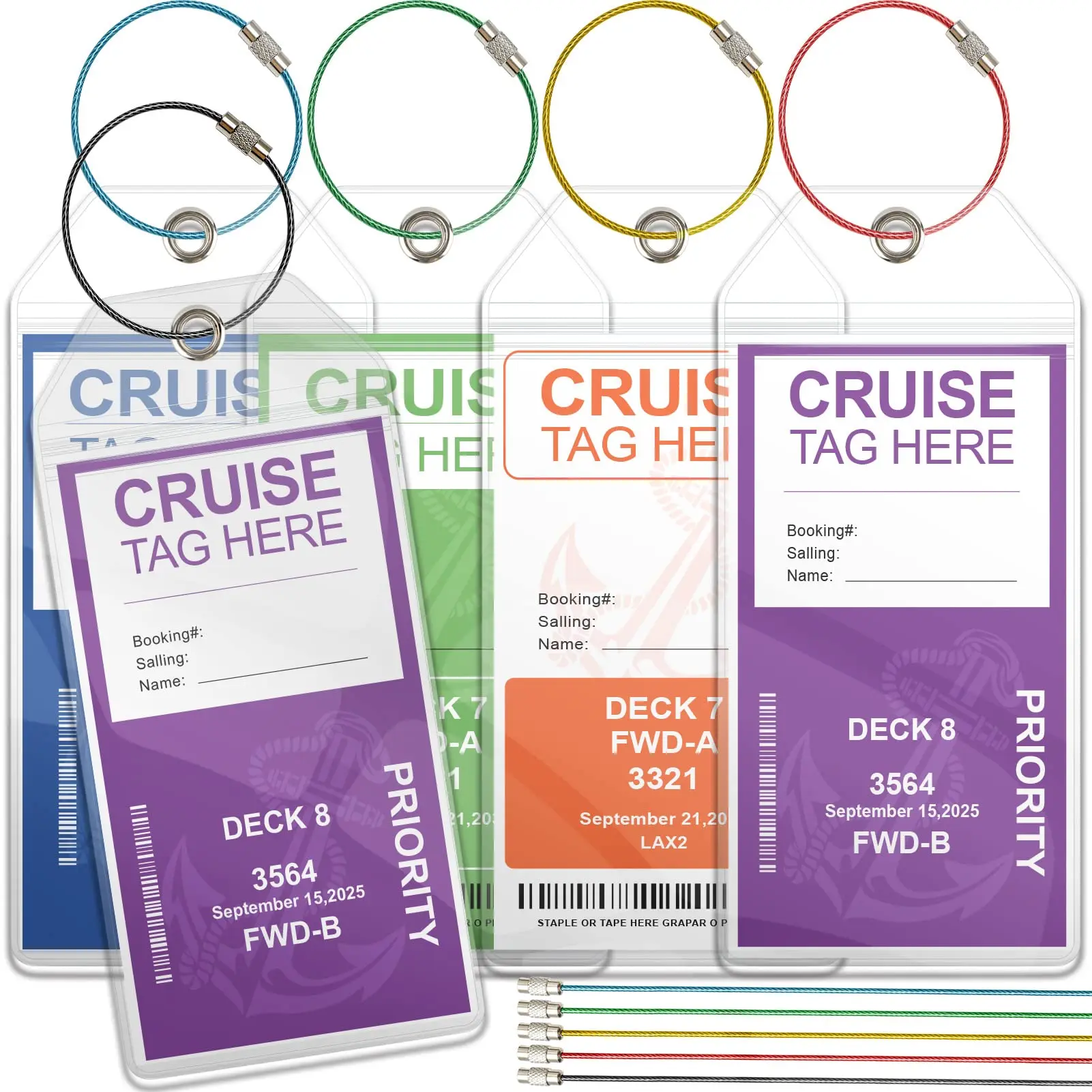 1/5/10pcs Cruise Luggage Tags Carnival Clear Luggage Tag Holder Zip Seal With Steel Loop Waterproof Fits All Cruise Line Cruise