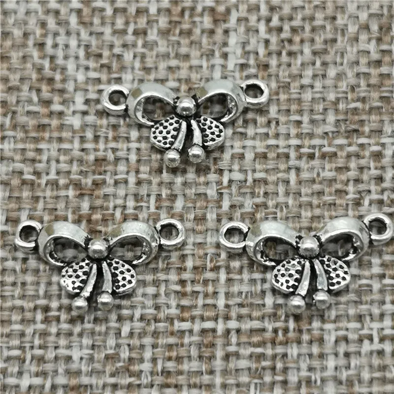 5 Pieces Butterfly Bow Knot Connector Charms in 925 Sterling Silver for Bracelet and Necklace Making