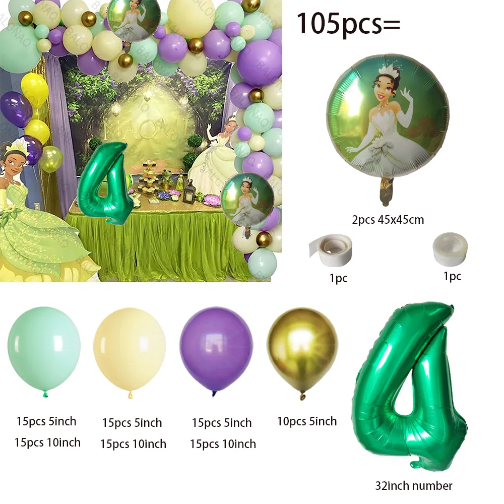 1 zestaw Disney motyw księżniczka żaba Tiana balon foliowy 32-calowy zielony balony cyfry dekoracja przybory dla niemowląt na przyjęcie urodzinowe