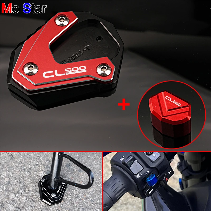 CL500 For Honda CL 500 2023 Motorcycle Accessories CNC Aluminum Kickstand Foot Side Stand Enlarge Pad Switch Button cap