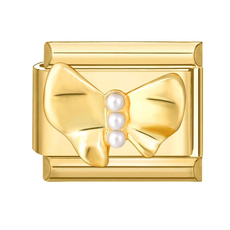 أزياء بسيطة ملونة الزركون فراشة القلب الذهب اللون الإيطالية سحر الروابط صالح 9 مللي متر سوار الفولاذ المقاوم للصدأ صنع المجوهرات #4