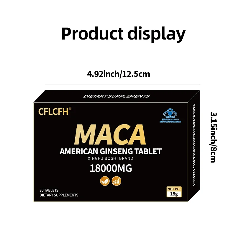 150PCS černá maca američan ženšen tablet vzestup energie odolnost sval hmotnost non-gmo pánský hormon gáže maca suplementy