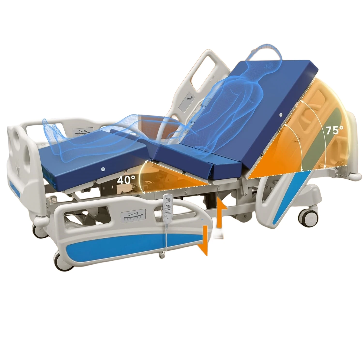 For Hospital Clinical Medical Bed 3 Motors Remote Control Patient Bed Psychiatric Beds