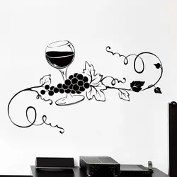 Glass of Wine Vine Grape Vinyl Wall Decal Home Decor Kitchen Bar Art Mural Wall Stickers Living Room Lounge Decorate P184