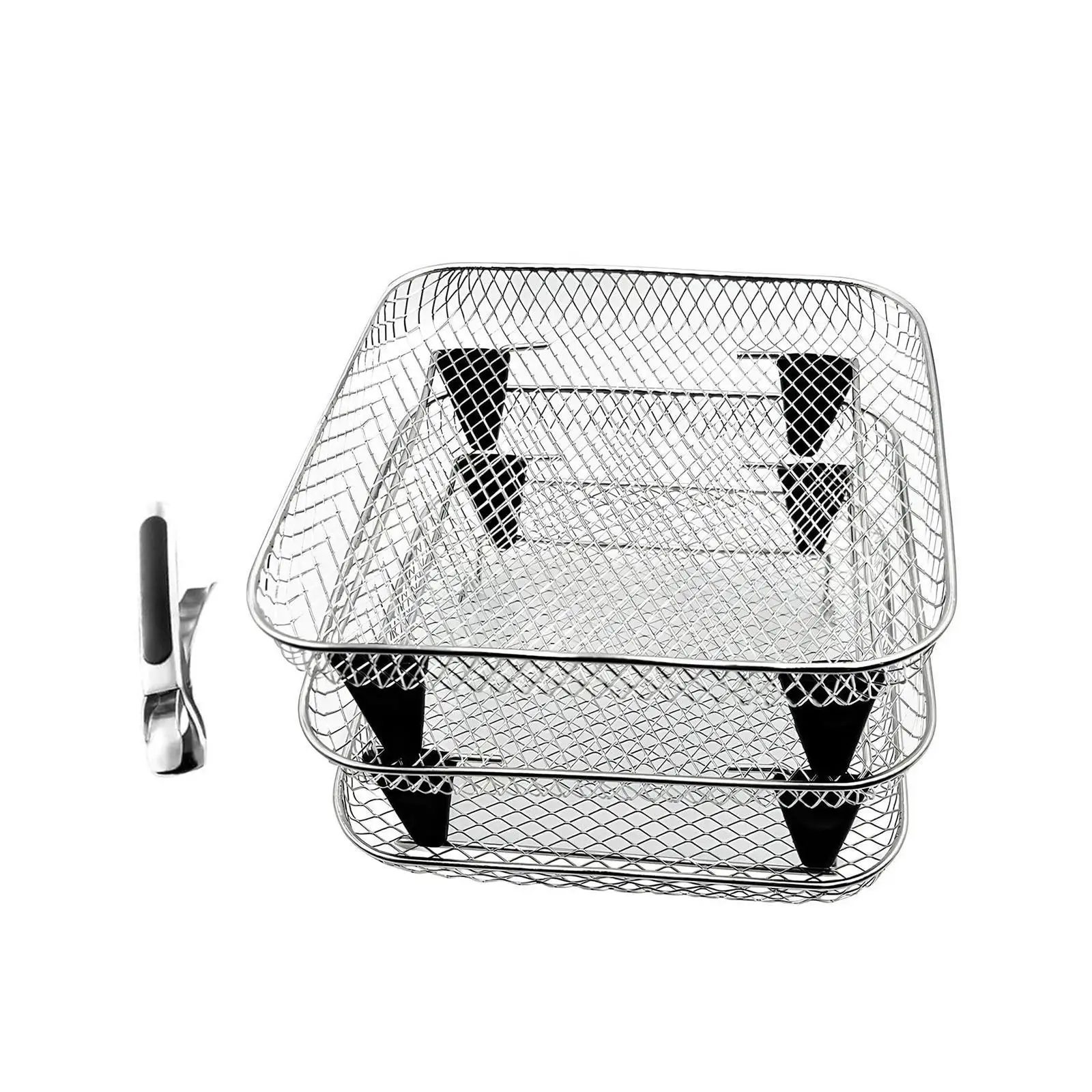 Air Fryer Rack Multipurpose Steaming Rack with Silicone Corner Pad Drying Rack Three Layer for Restaurant Kitchen Home