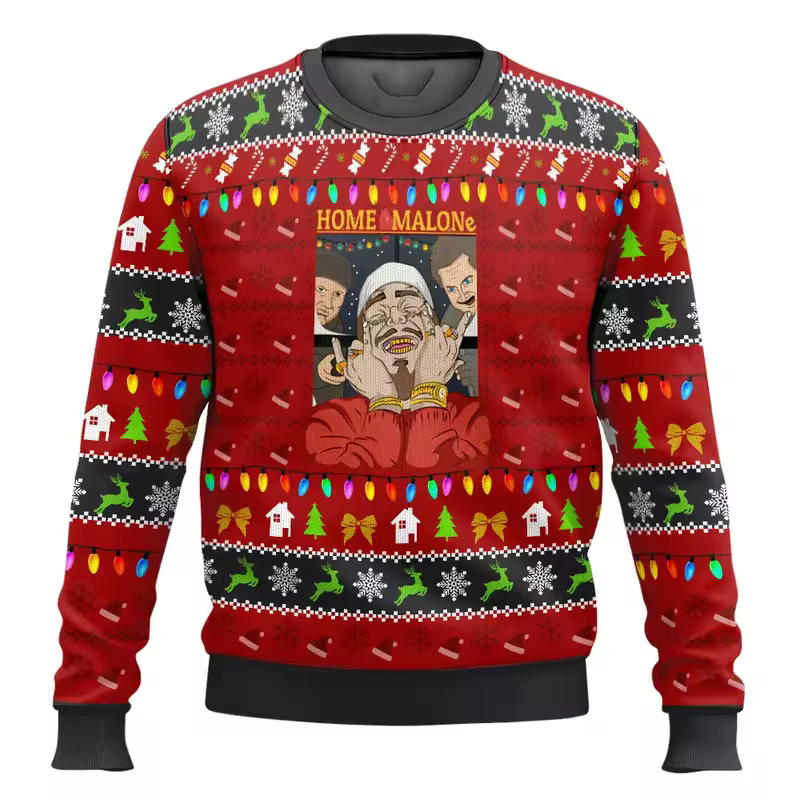 Merry Christmas alone at home Ugly Christmas sweater cartoon animation Men's pullover 2026 fashionable couple shirts Sweatshirt - Image 17