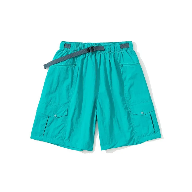 Men's Cargo Shorts Summer Loose Fit Straight Leg Multi Pockets Solid Color Outdoor Casual Beach Shorts Unisex