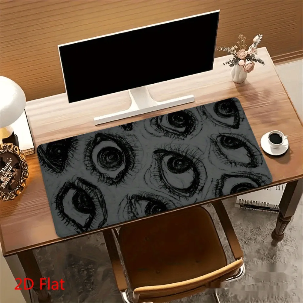 Tapis de souris XXL avec dessin d'art horrifique abstrait, base en caoutchouc antidérapante, grande taille, motif amour et espace profond