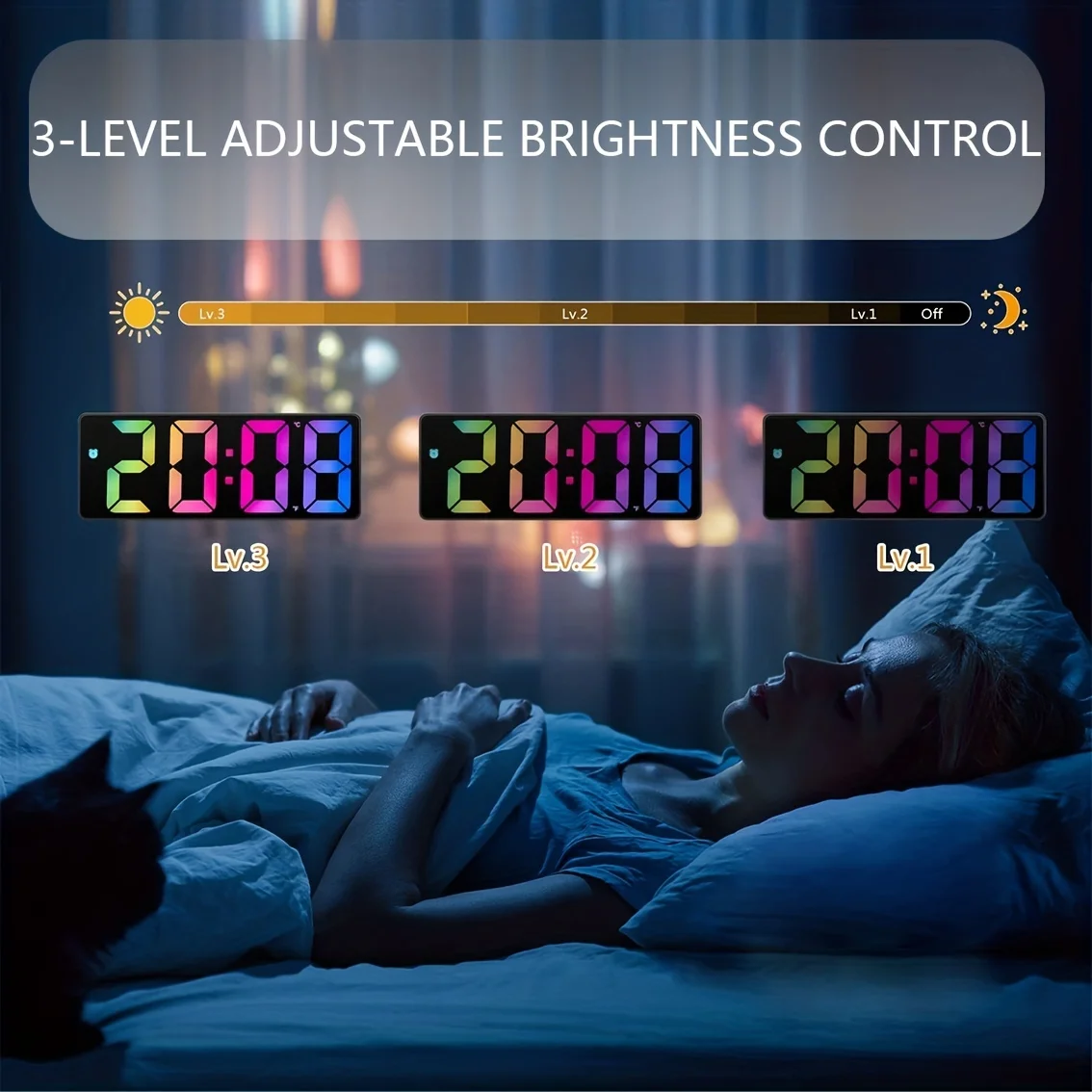 LED Digital Electronic Clock Bedside Alarm Clock 3-level Adjustable Brightness With Temperature Display Mirror Alarm Clock
