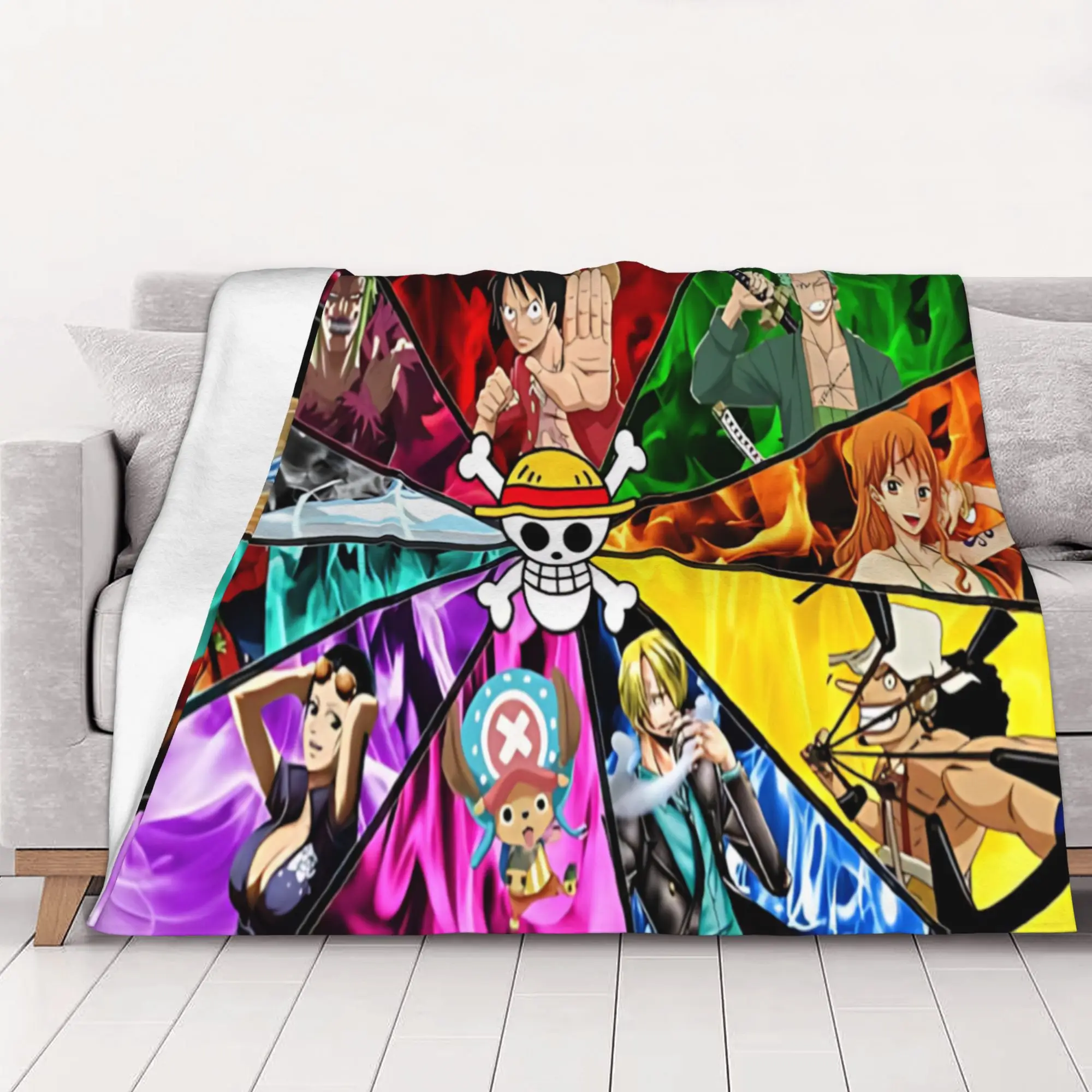 1PC home Cutecore Straw Hat Crew Color Wheel Graphic One-Piece Blanket Super Cosy Plush Home Living Room Sofa halloween