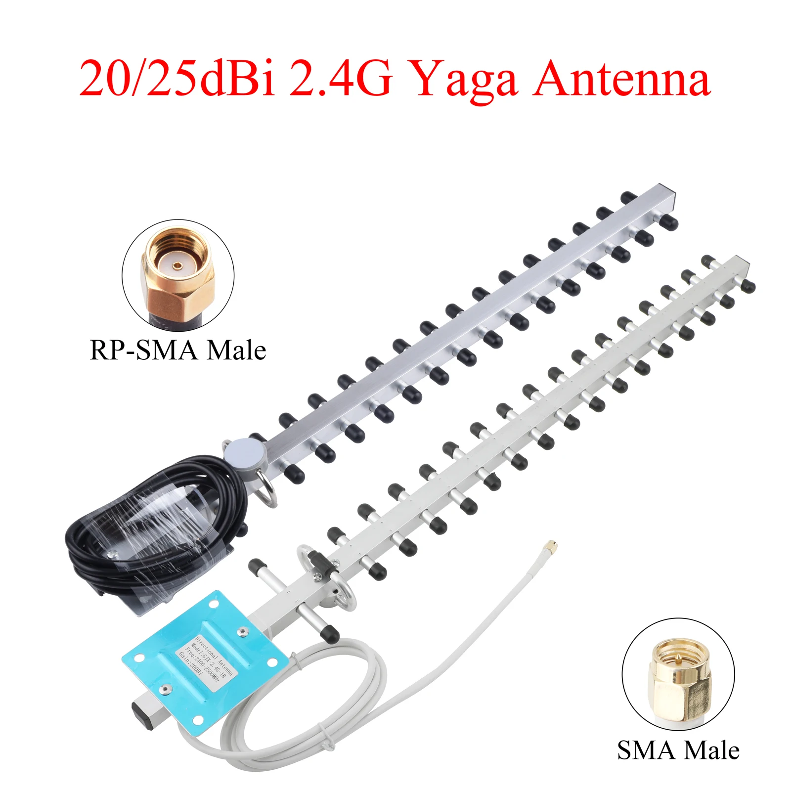 2.4G 20/25dBi Antenna 2400-2500MHz Outdoor Wireless Yagi Antenna RP-SMA /SMA Male For Router Booster Amplifier Modem