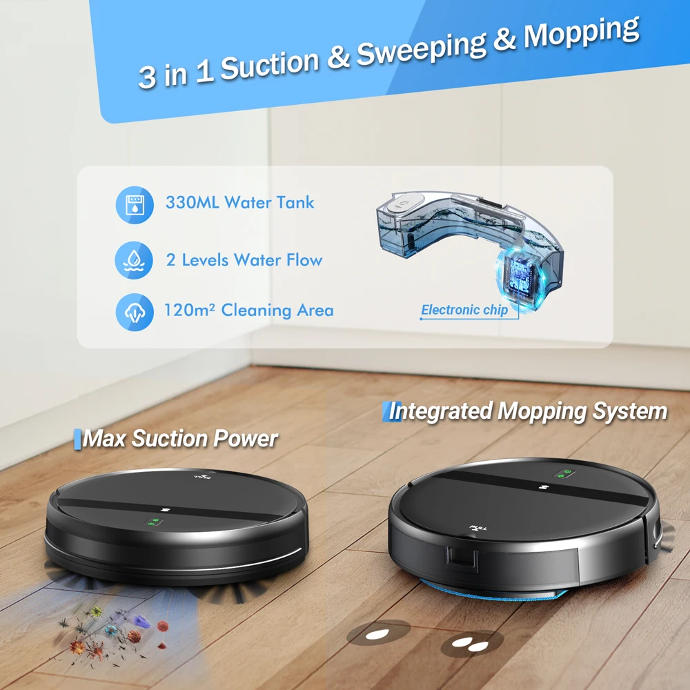 Z15 Robot Vacuum Cleaner, Maps Memory 5400Pa Suction, Smart WIFI App Remote, Virtual Navigate, Floor Carpet Washing for Home