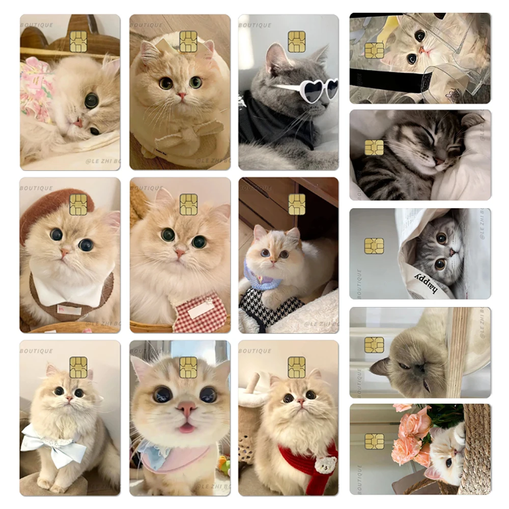 

1Pc Lovely Cat Pvc Credit Card Debit Card Waterproof Protective Film Stickers Shining Rainbow Stars Love Small Chip Stickers