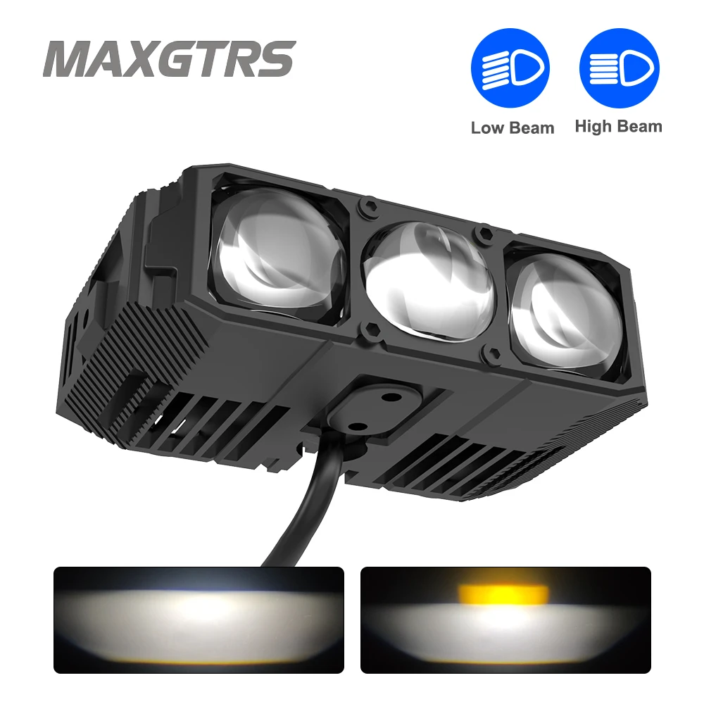

Super Bright Grill Driving Lights Three Mini Projector Lens Fog Lights Hi-Lo Beam for 12V/24V Car/Truck/Offroad/UTV/ATV/Motorcyc