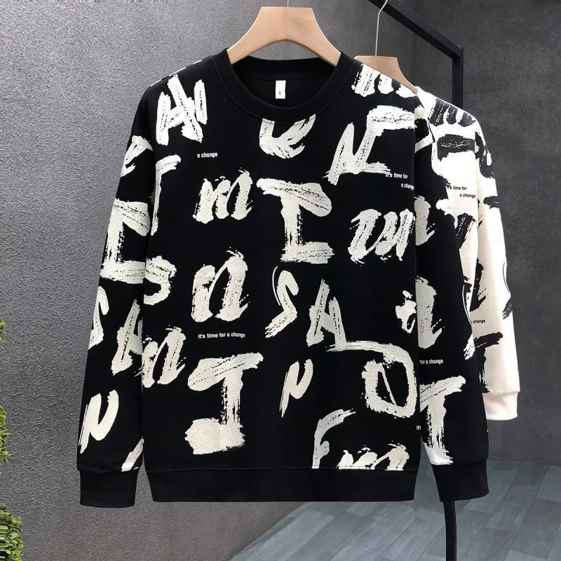 رسالة طباعة الرجال السترة الشارع الشهير الكورية نمط الخريف الشتاء صفقة ترحيب مضحك لا العلامة التجارية الدافئة القطن الأبيض الذكور البلوز #2