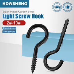 HOWSHENG Opening Sheep Eye Lamp Hook Screws Question Mark Hook 1# 2# 4# 5# 6# 7# 8# 9# 16# Black Plated Ceiling Hooks Screw-in