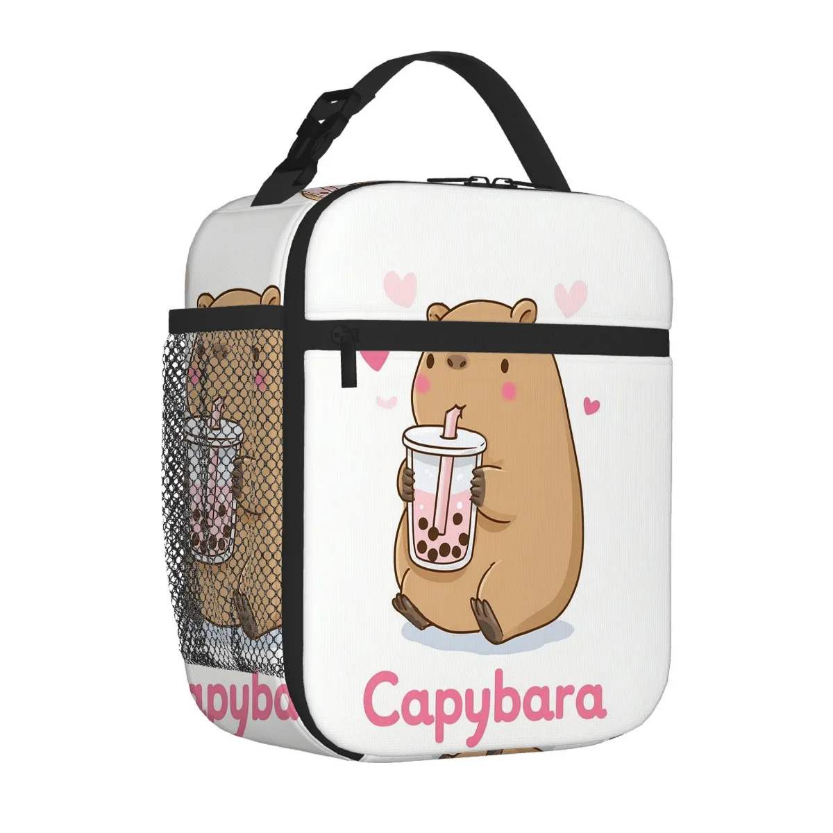Cute Capybara Bubble Tea Insulated Tote Bag Ideal for Home, Office, Restaurant Use, Durable Polyester Material