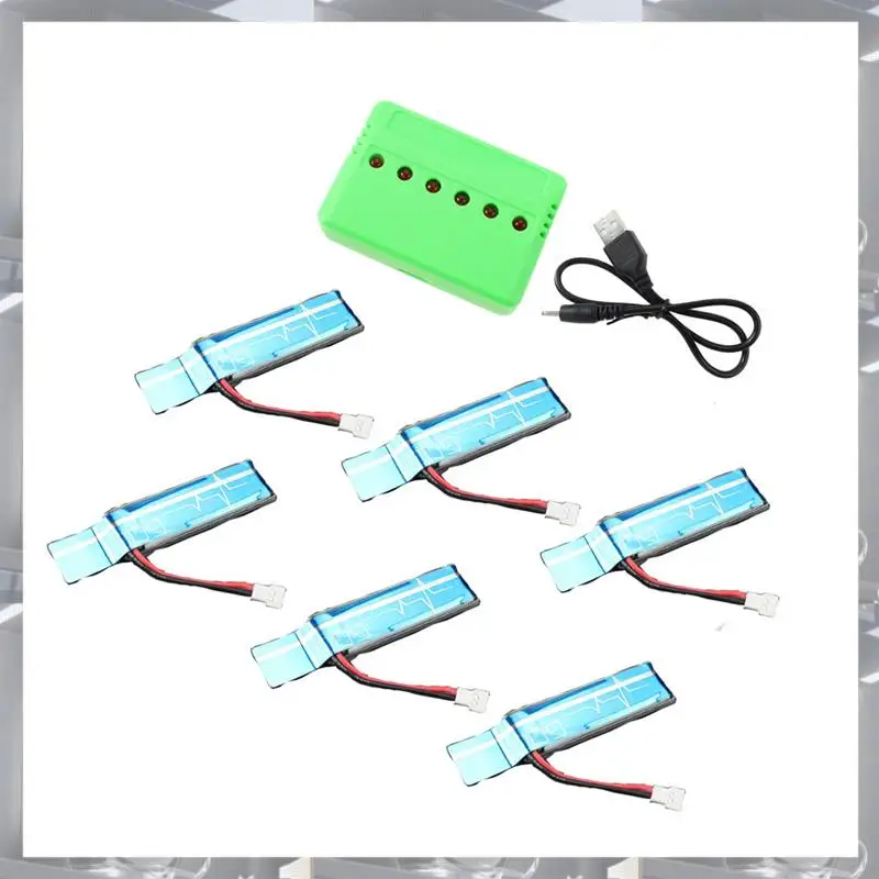 

A84F-6PC 3.7V 520Mah 30C Upgraded Li-Po Battery With USB Charger For Wltoys XK K110 K110S V930 V977 RC Helicopter Spare Parts