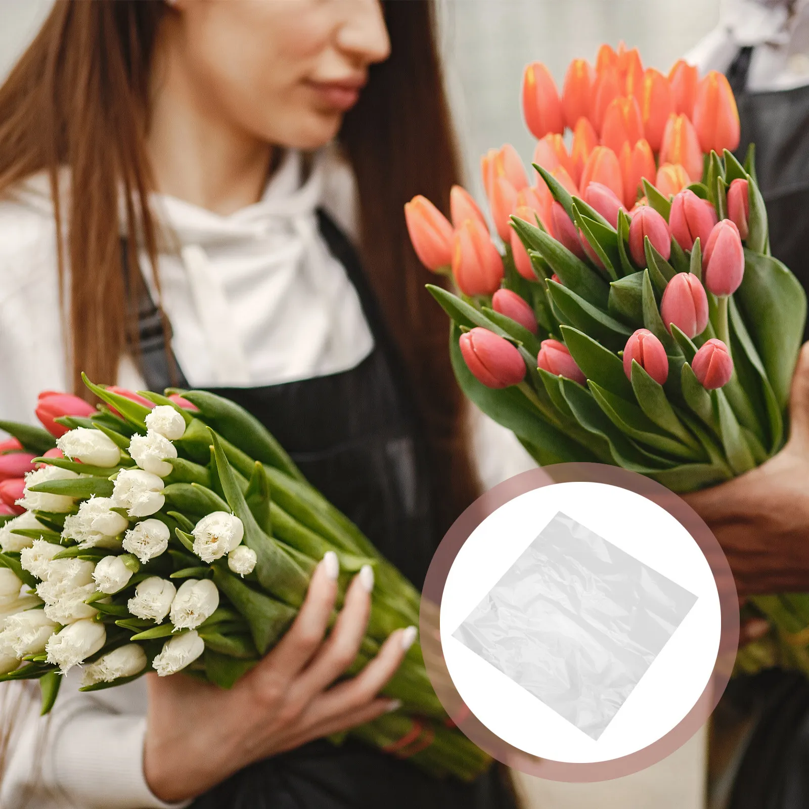 

100Pcs Clear Waterproof Cellophane Wrapping Paper 45Cm Transparent Floral Packaging Film for Flower Bouquets Wedding Birthday