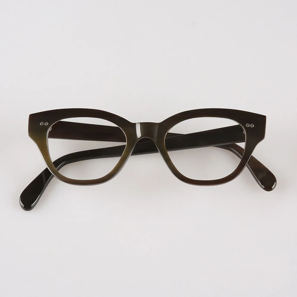 

Eyeglass Frames Vintage Cat Eye Rivets Graduated Lenses Handmade Natural Horn Prescription Eyeglass Frames Optical Eyeglasses