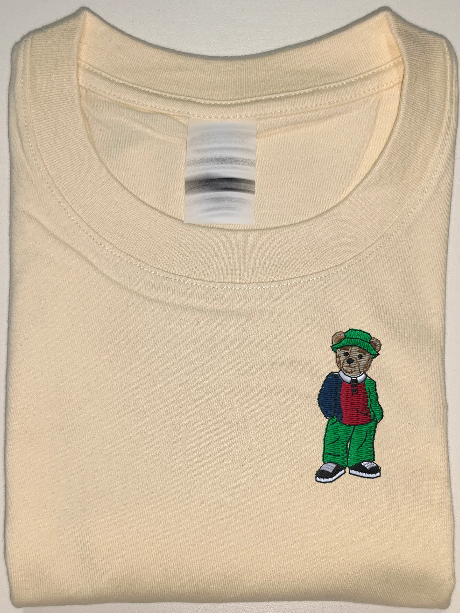

Bear Embroidered Tshirt Funny Cotton Embroidery Bear T-Shirts Black Shirt Graphic Tees High Quality Men's T-Shirt