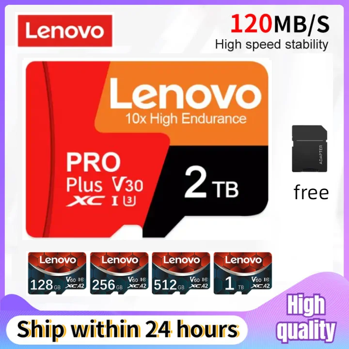 Lenovo การ์ด SD 1TB Micro TF ของแท้แฟลชการ์ด SD คลาส10 SD การ์ดหน่วยความจำแฟลช2TB แฟลชการ์ดหน่วยความจำสำหรับโทรศัพท์/กล้อง/MP3/MP4