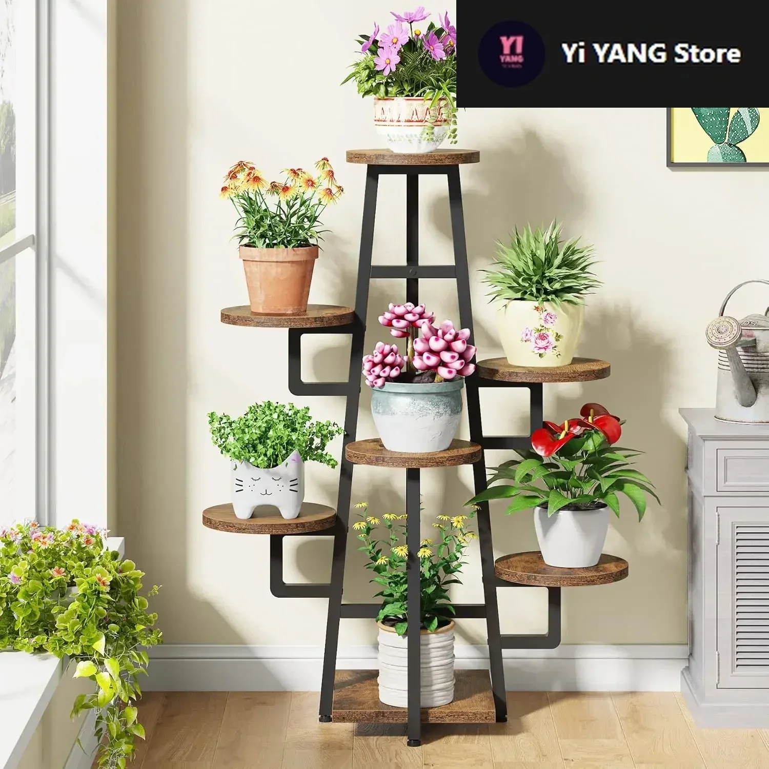 

7 Tier Plant Stand Indoor for Multiple Plants, Wooden Corner Plant Pots Holder Rack Flower Stand Tall Shelf Planter Organizer