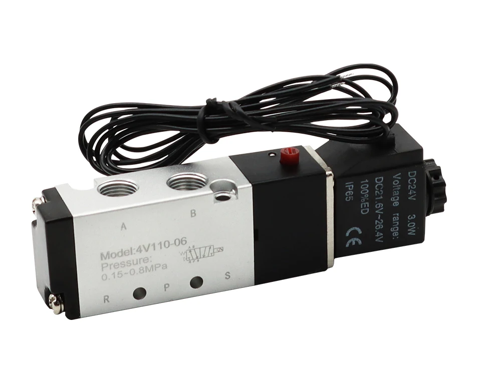 Électrovanne 4V110-06 1/8 Air Solenoid Valve Pneumatic Valve 5 Way Port 2 Position Gas Pneumatic Electric Magnetic Valves DC12V 24V 1 Gaz et carburant — détail 2
