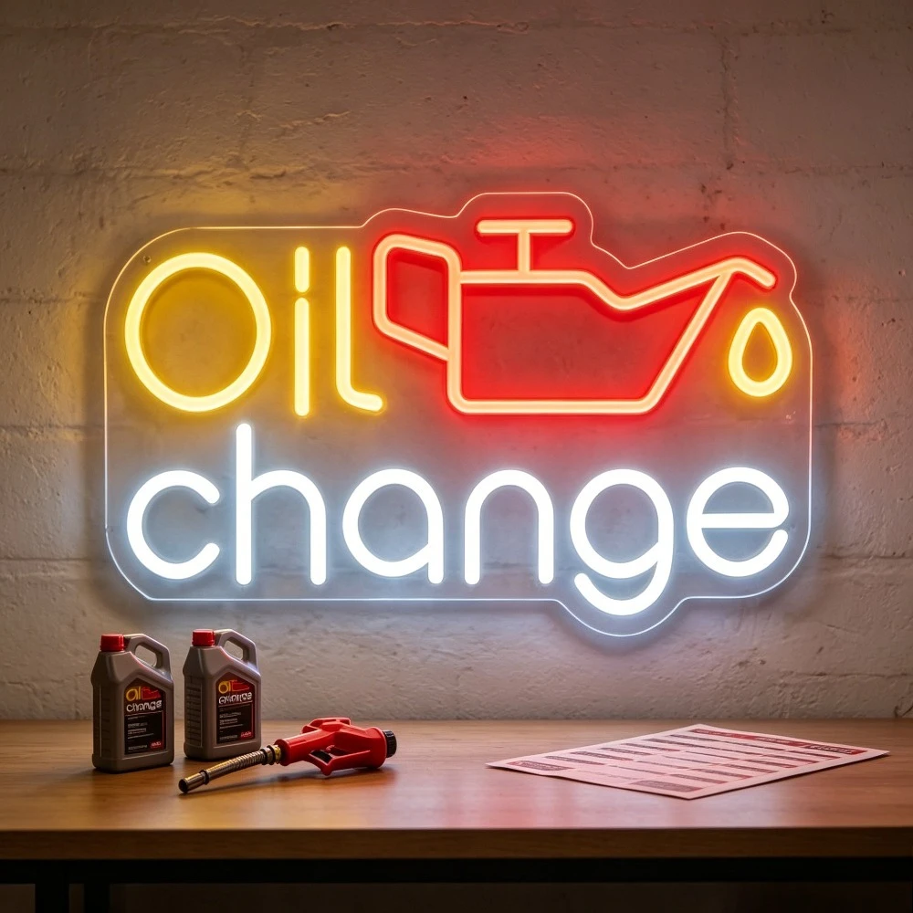 Auto Repair Shop Open - 오일 교환 네온사인 LED 네온 조명